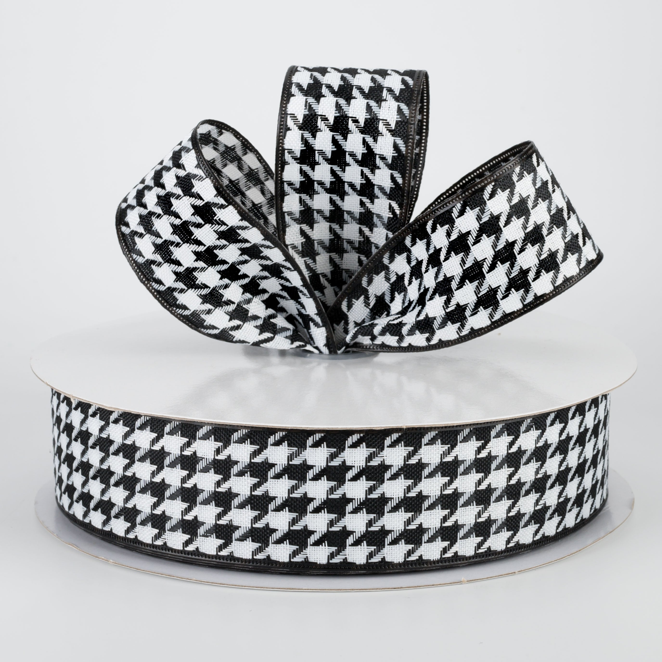 1.5" Large Houndstooth Ribbon: Black & White (50 Yards) Lifestyle Photo