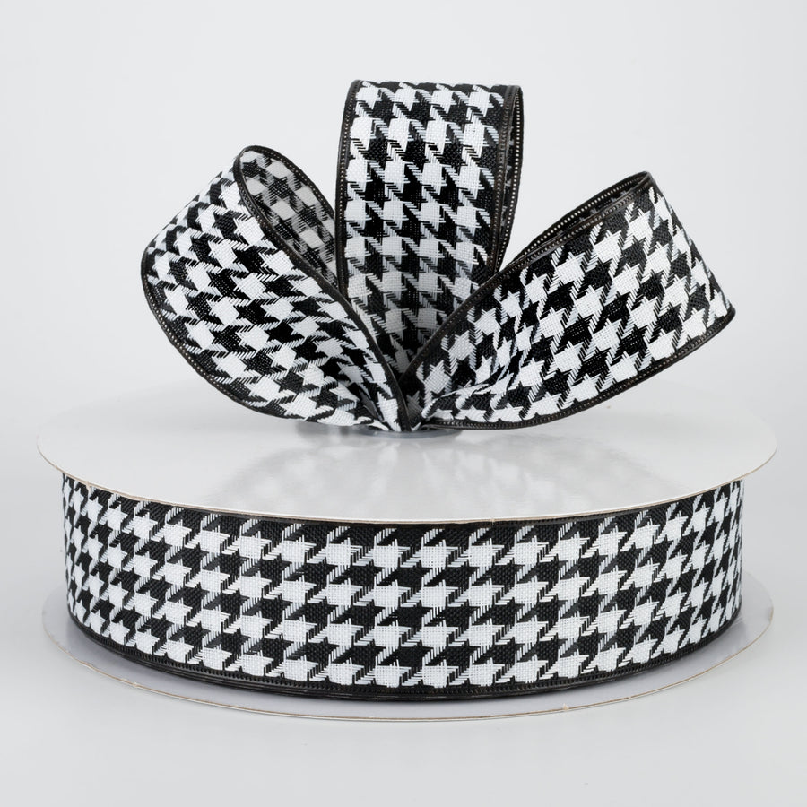 1.5" Large Houndstooth Ribbon: Black & White (50 Yards) Lifestyle Photo