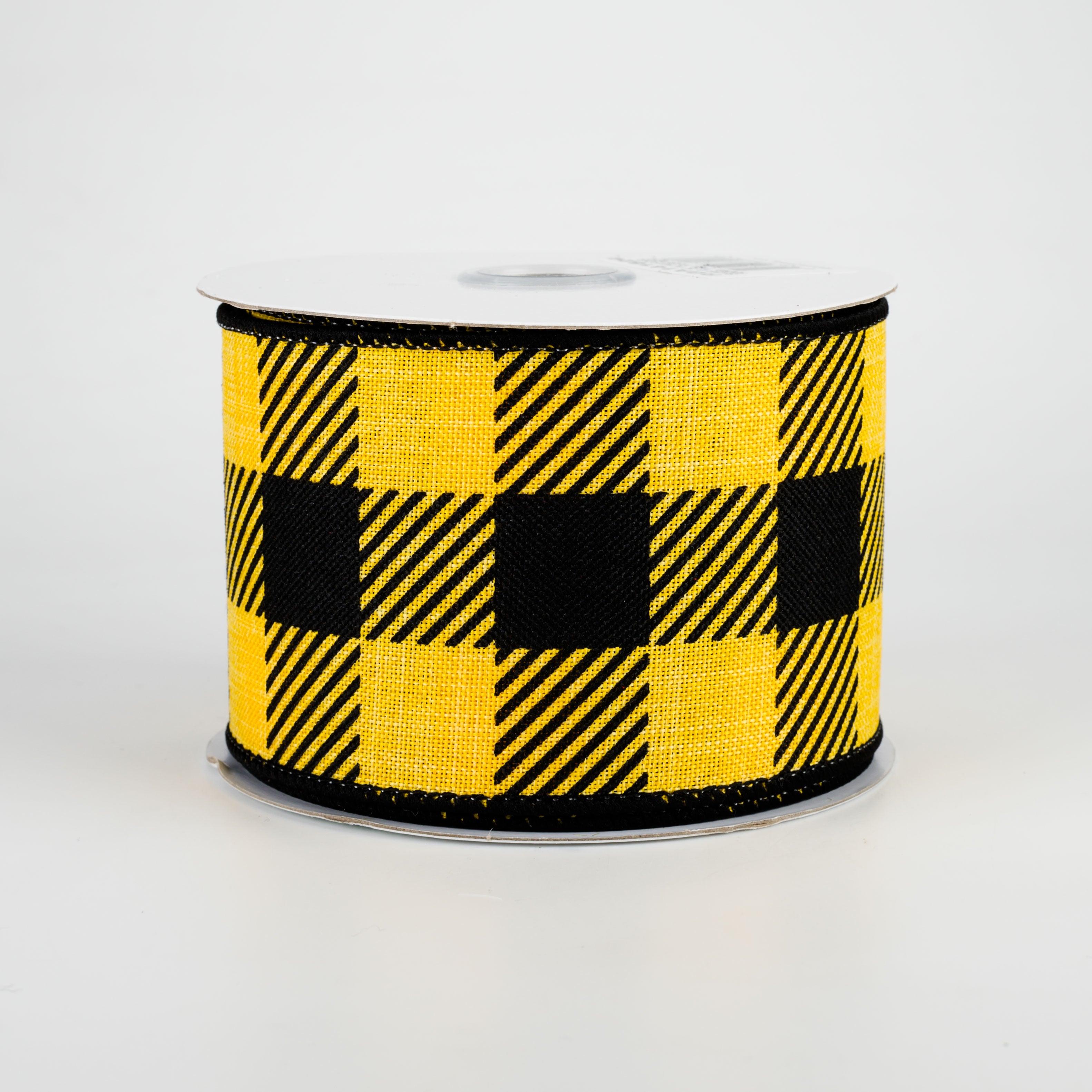 2.5" Large Striped Check Ribbon: Yellow & Black (10 Yards)