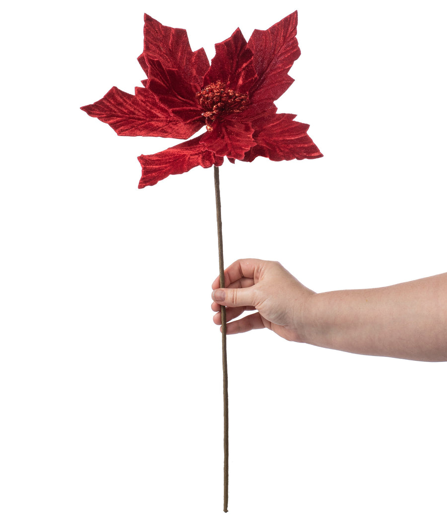 21" Large Velvet Poinsettia Spray: Red Lifestyle Photo