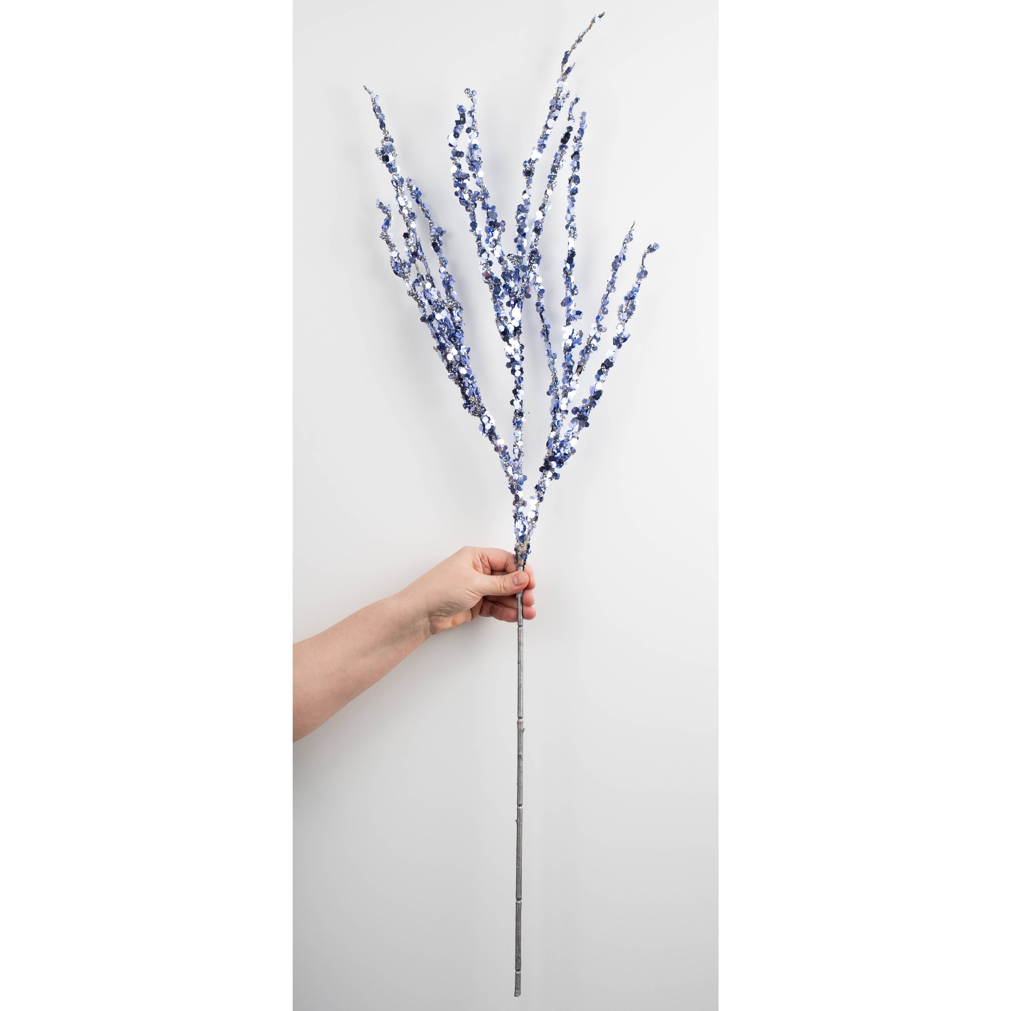 40" Laser Glitter Twig Spray: Blue detail photo 3