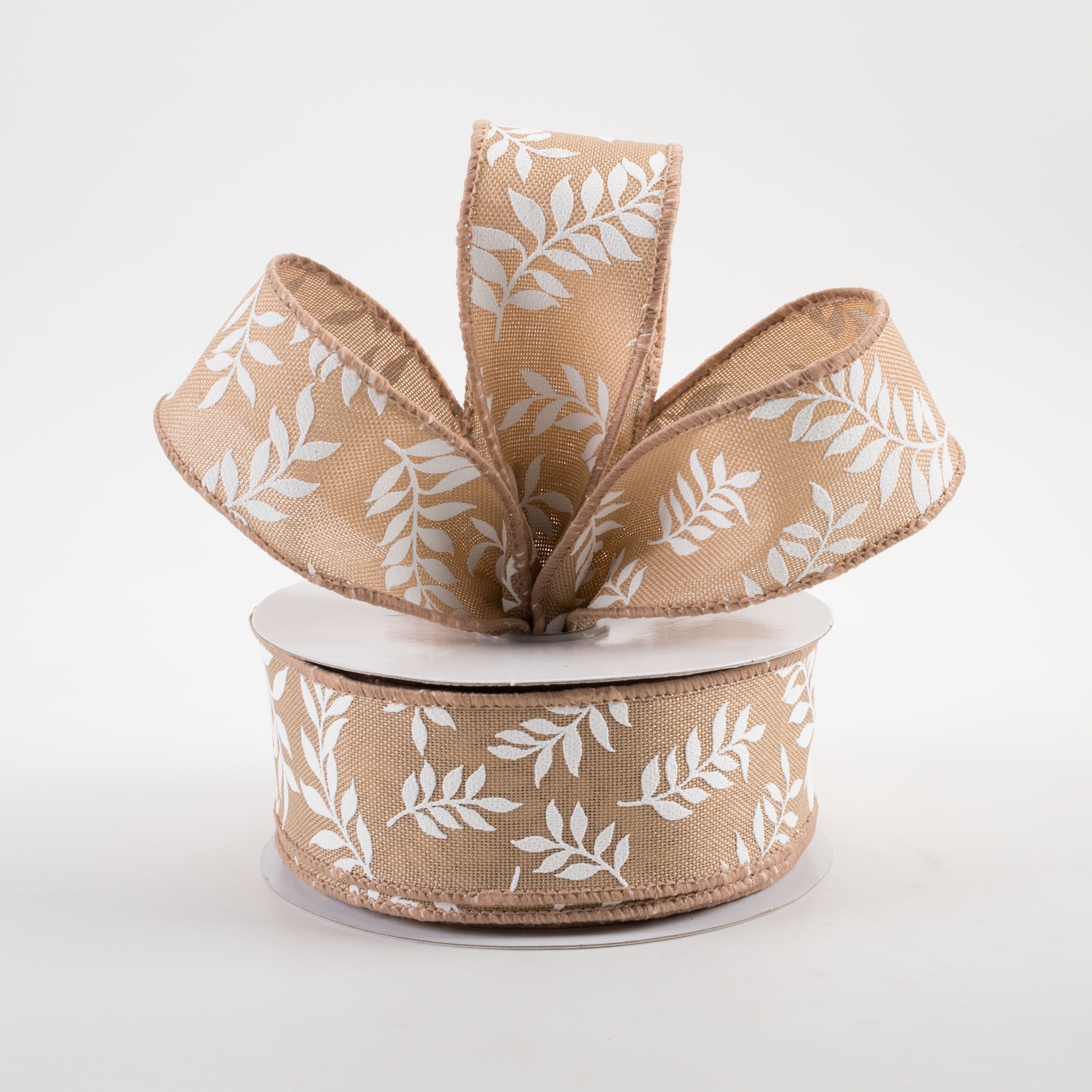 1.5" Laurel Leaf Ribbon: Beige (10 Yards) Lifestyle Photo
