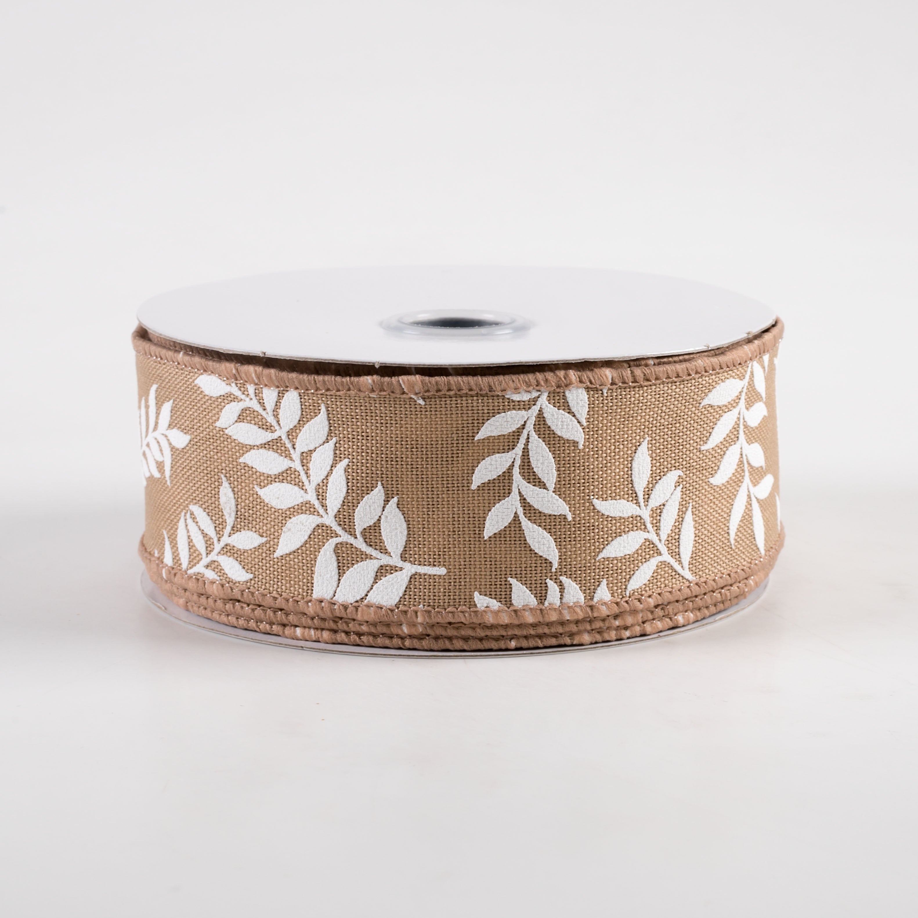 1.5" Laurel Leaf Ribbon: Beige (10 Yards)