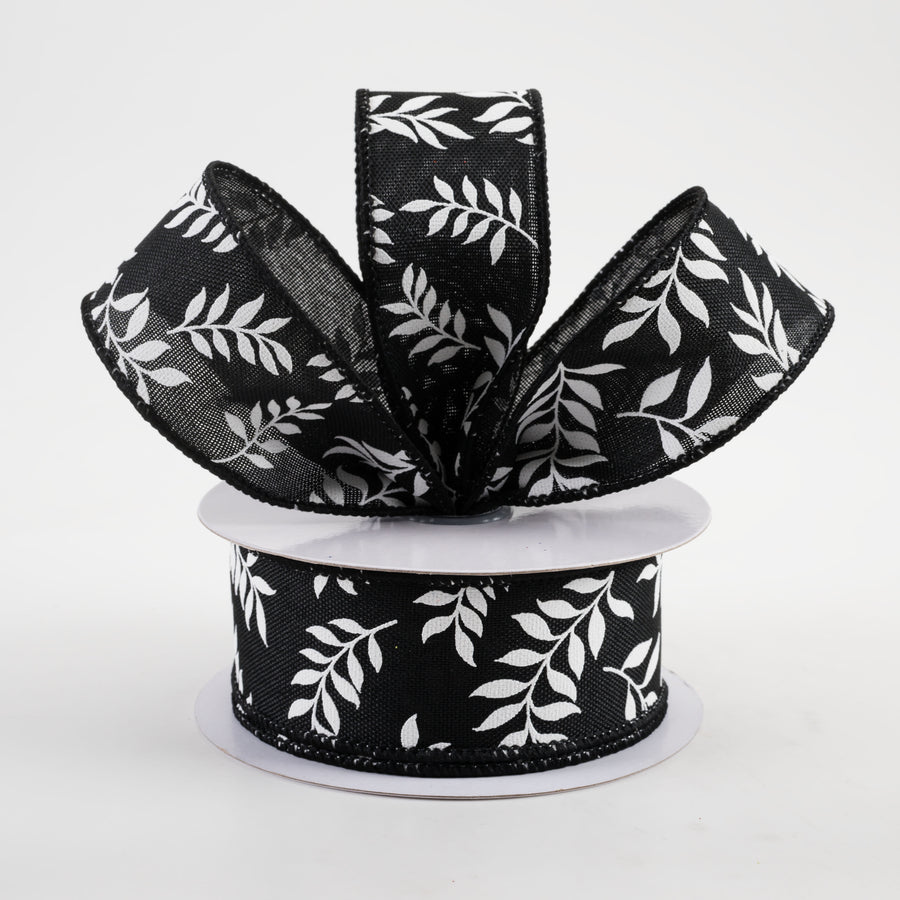 1.5" Laurel Leaf Ribbon: Black (10 Yards) Lifestyle Photo