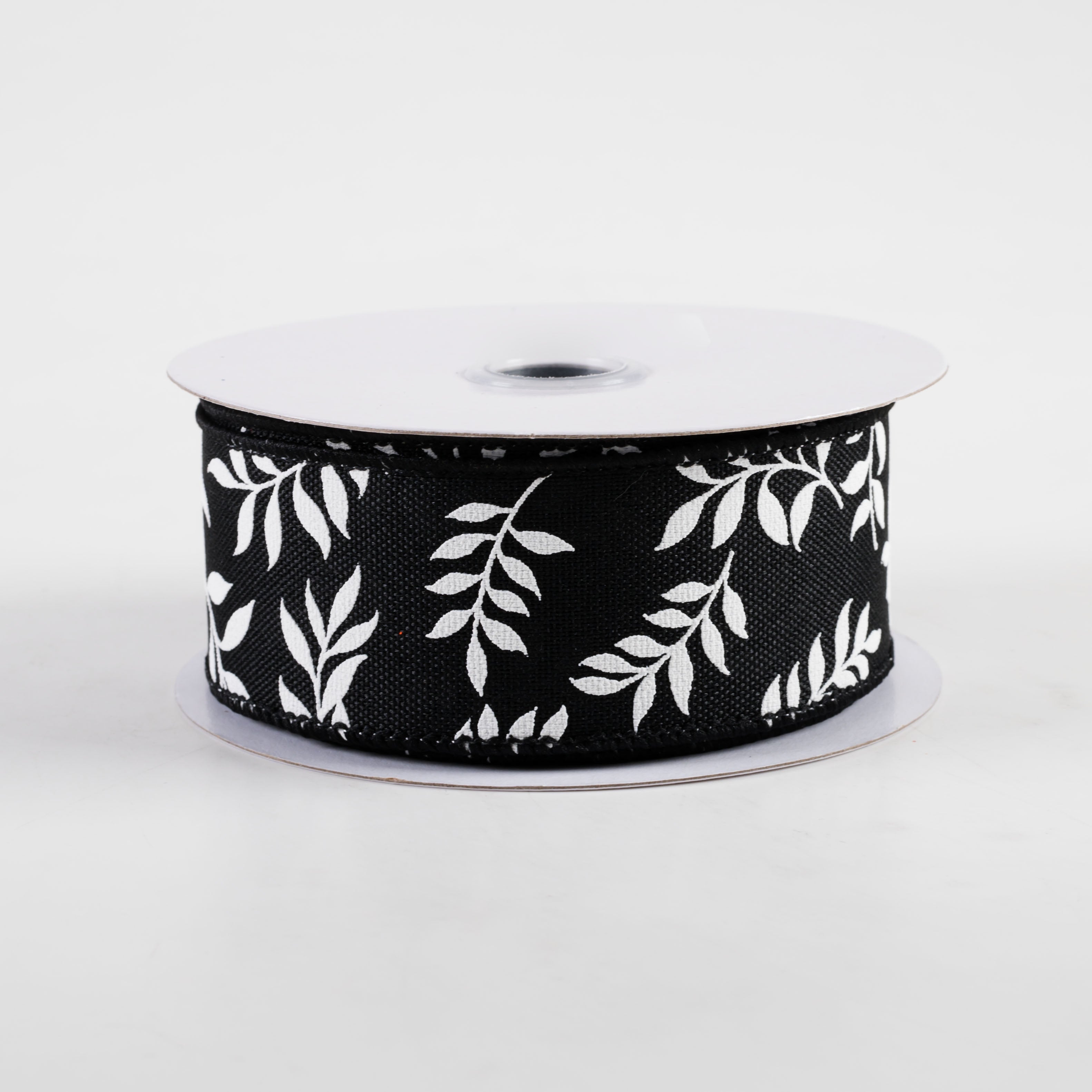 1.5" Laurel Leaf Ribbon: Black (10 Yards)