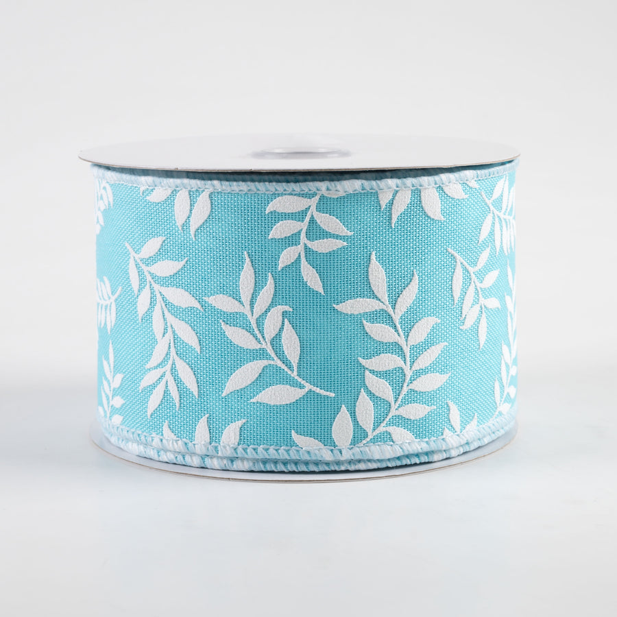 2.5" Laurel Leaf Ribbon: Light Blue (10 Yards)