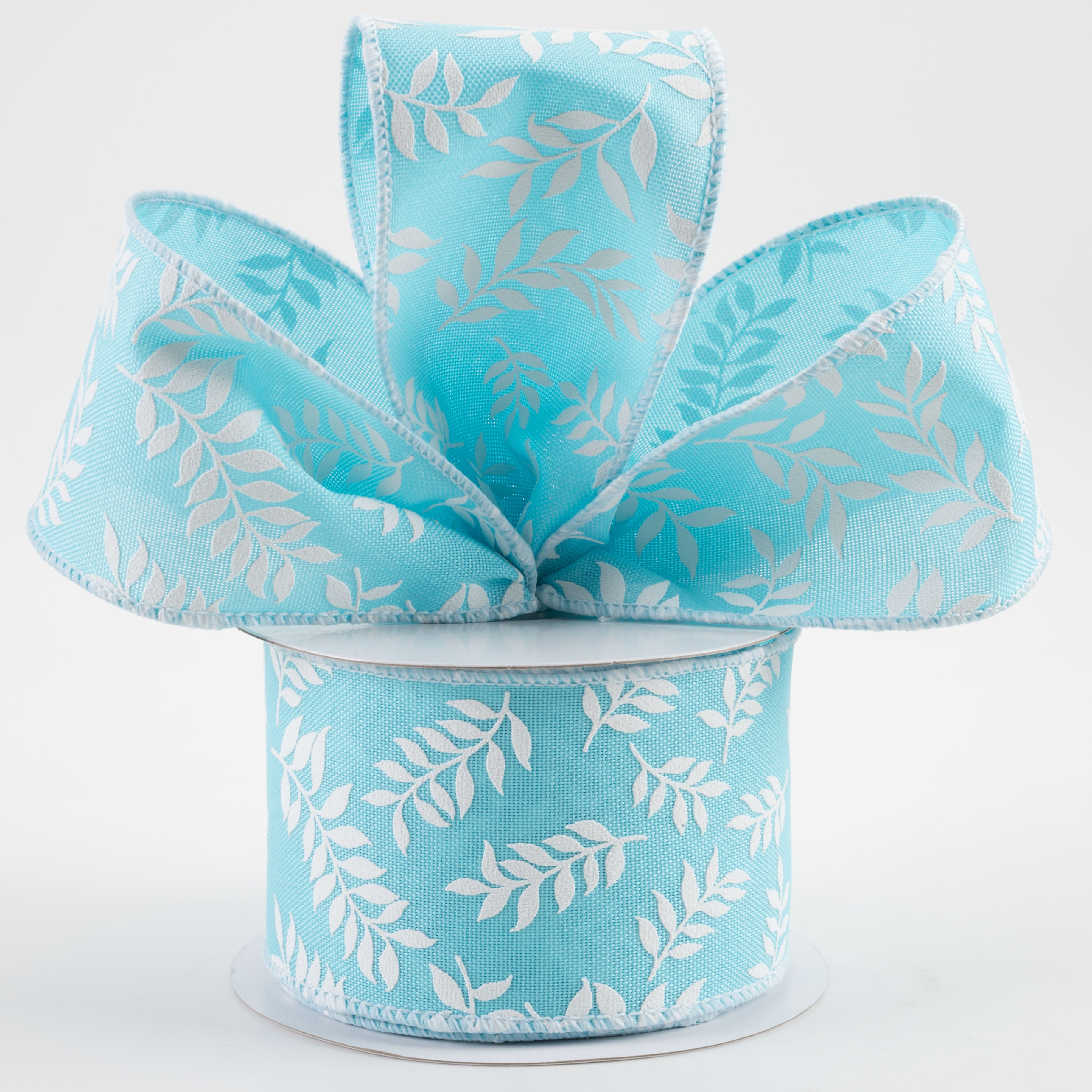 2.5" Laurel Leaf Ribbon: Light Blue (10 Yards) Lifestyle Photo