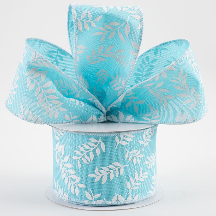 2.5" Laurel Leaf Ribbon: Light Blue (10 Yards) Lifestyle Photo
