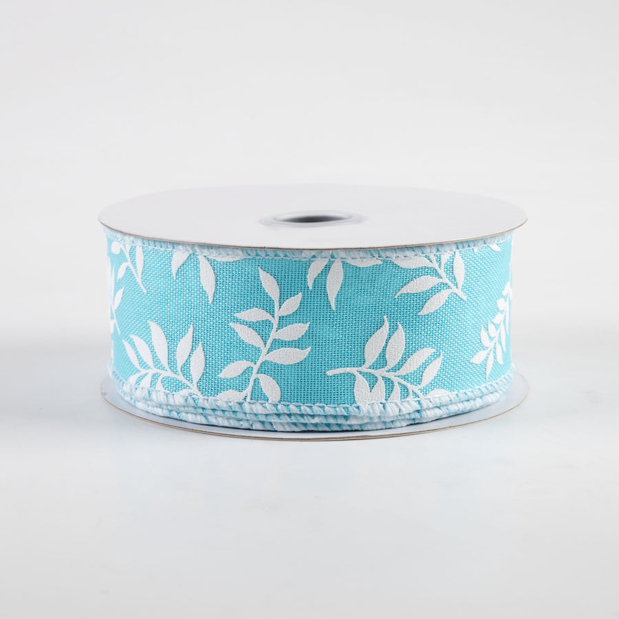 1.5" Laurel Leaf Ribbon: Light Blue (10 Yards)