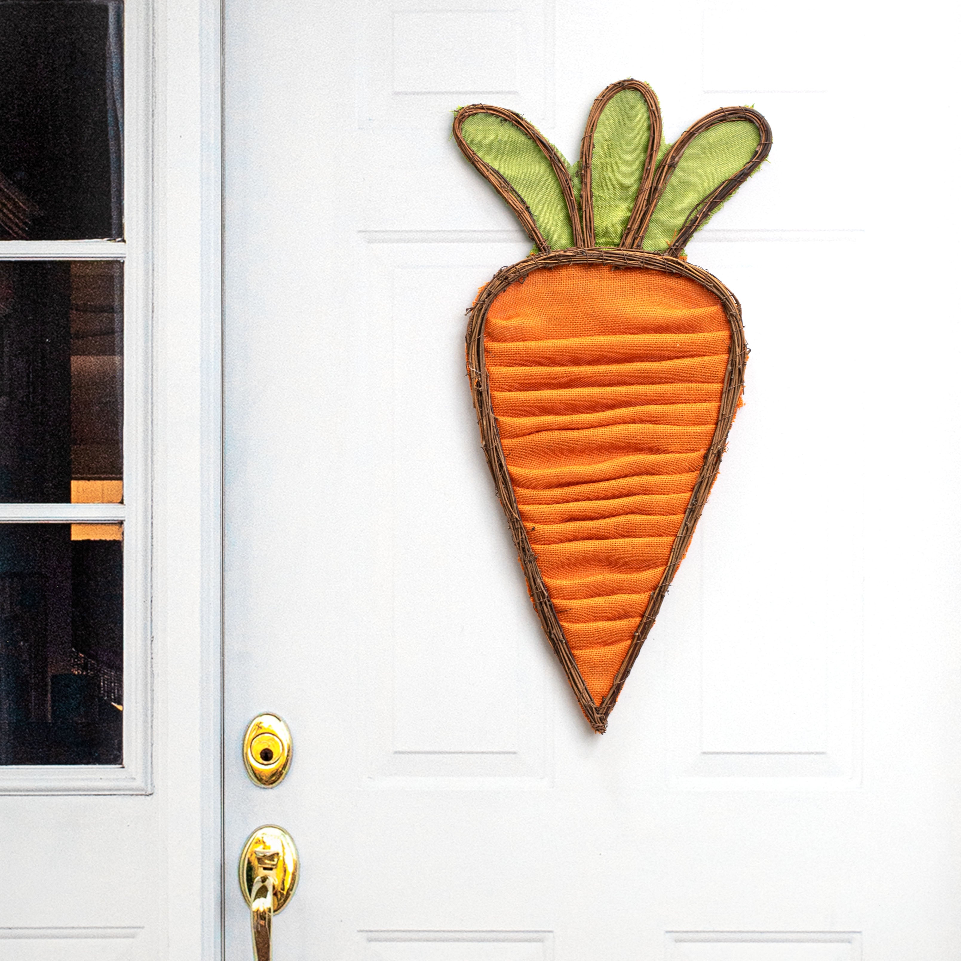 30" Layered Burlap Carrot Door Hanger Lifestyle Photo