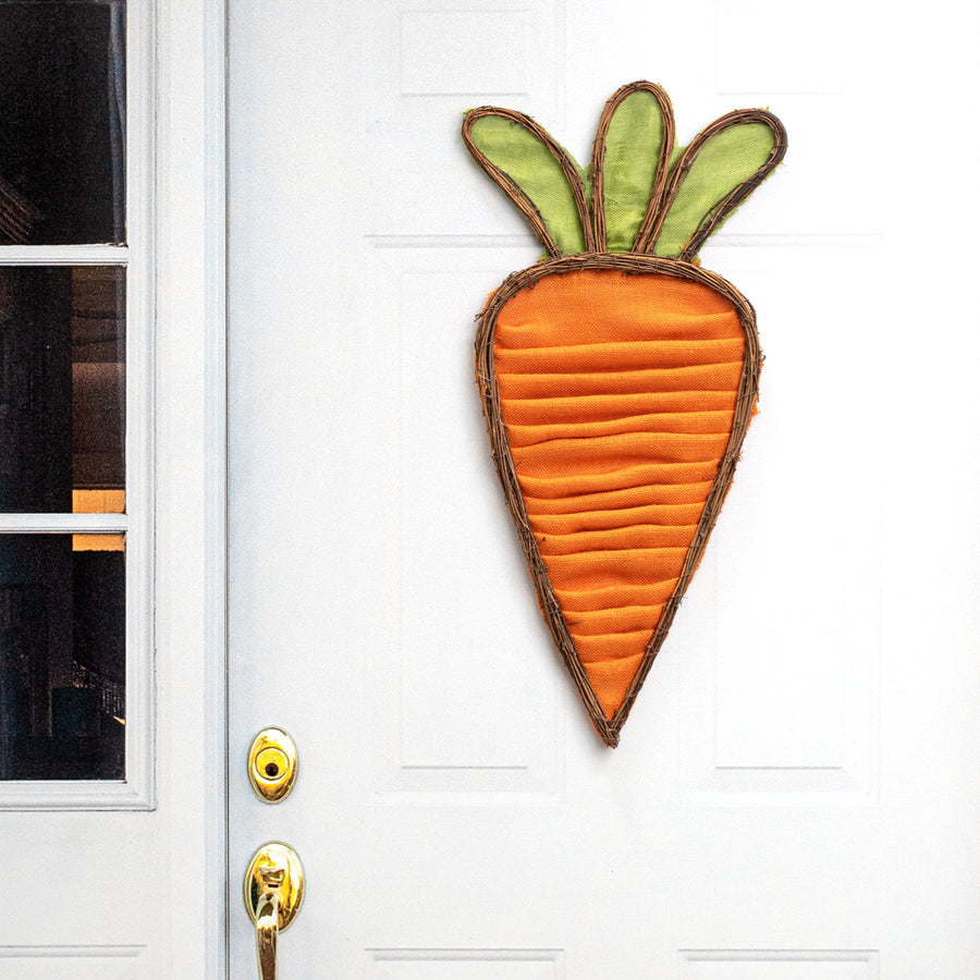 30" Layered Burlap Carrot Door Hanger Lifestyle Photo