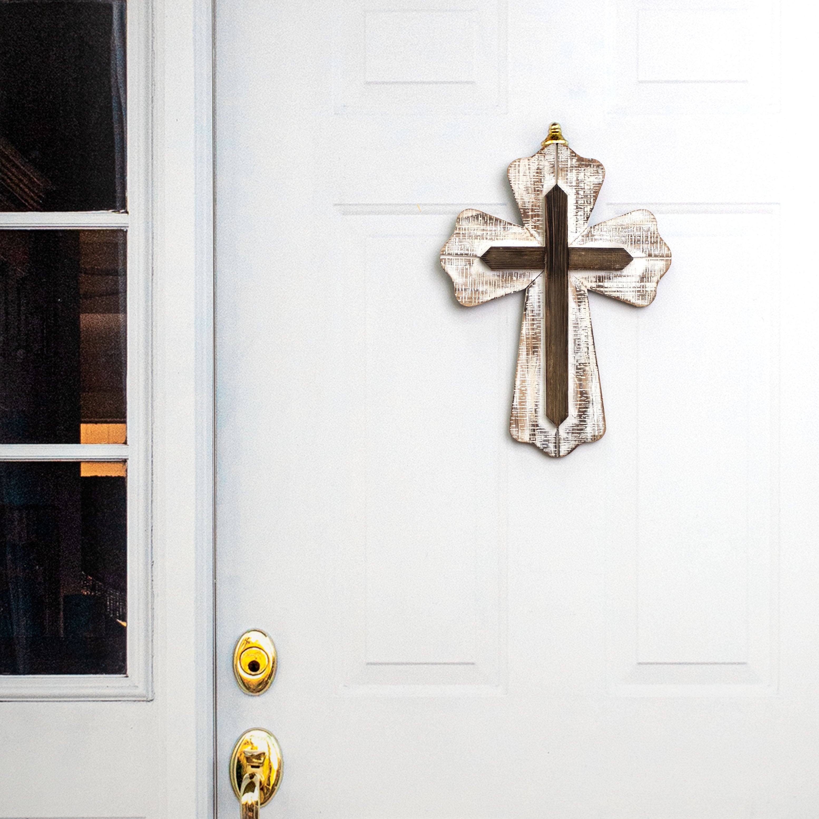 16" Layered Wooden Cross Decoration Lifestyle Photo