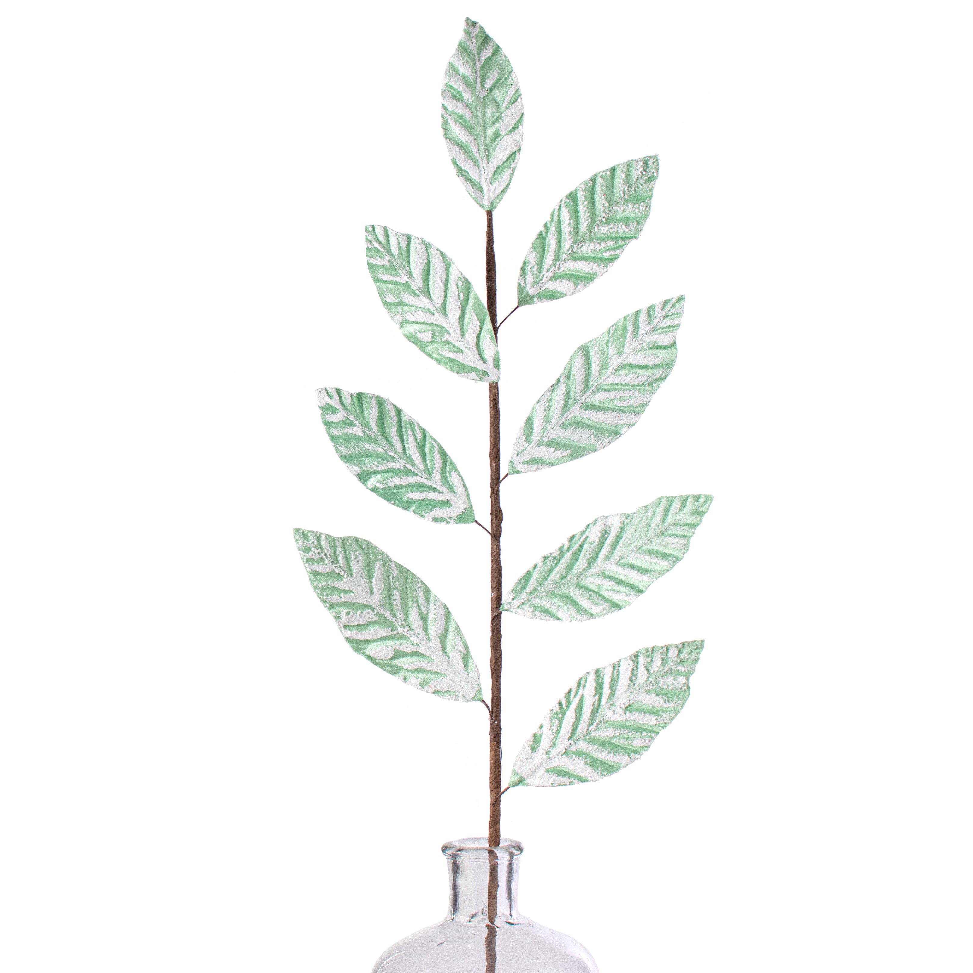 27" Leaf Spray: Frozen Green & White Item Number: 187112