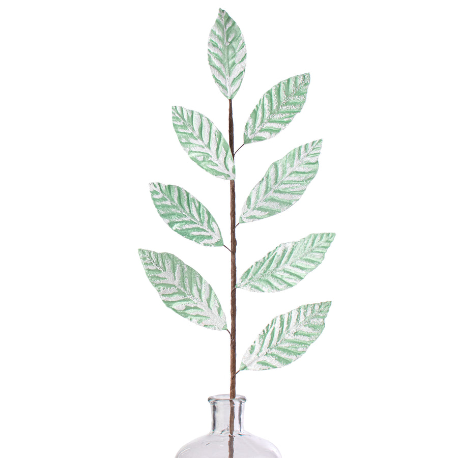27" Leaf Spray: Frozen Green & White Item Number: 187112