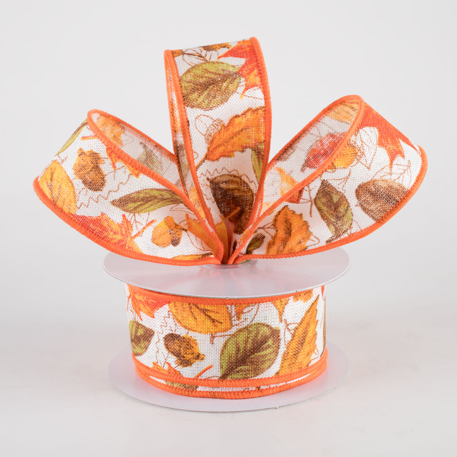 1.5" Leaves and Acorns Ribbon: Ivory (10 Yards) Lifestyle Photo