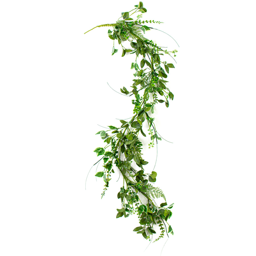 5' Leaves & Fern Garland detail photo 4