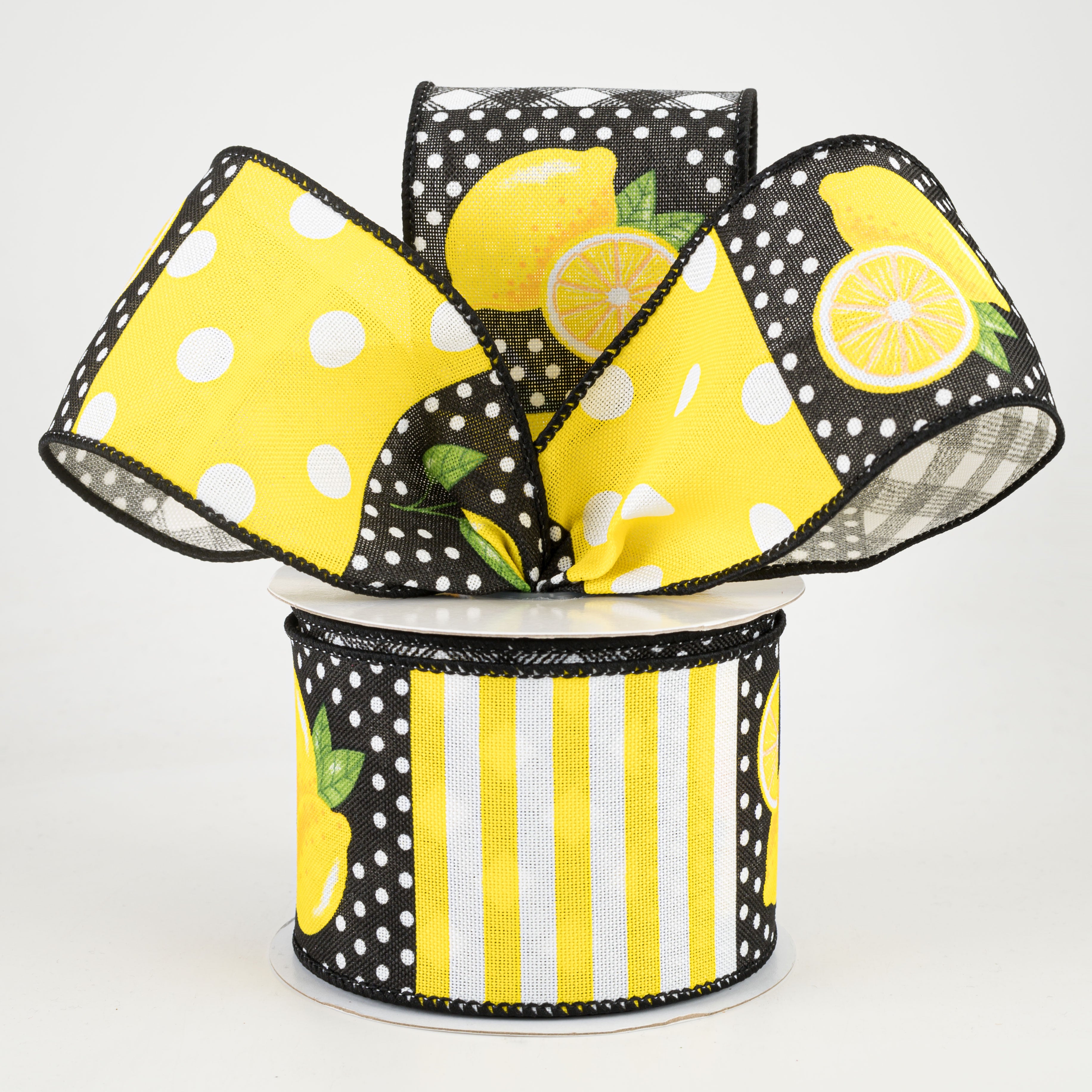 2.5" Lemon Block Pattern Ribbon (10 Yards) Lifestyle Photo