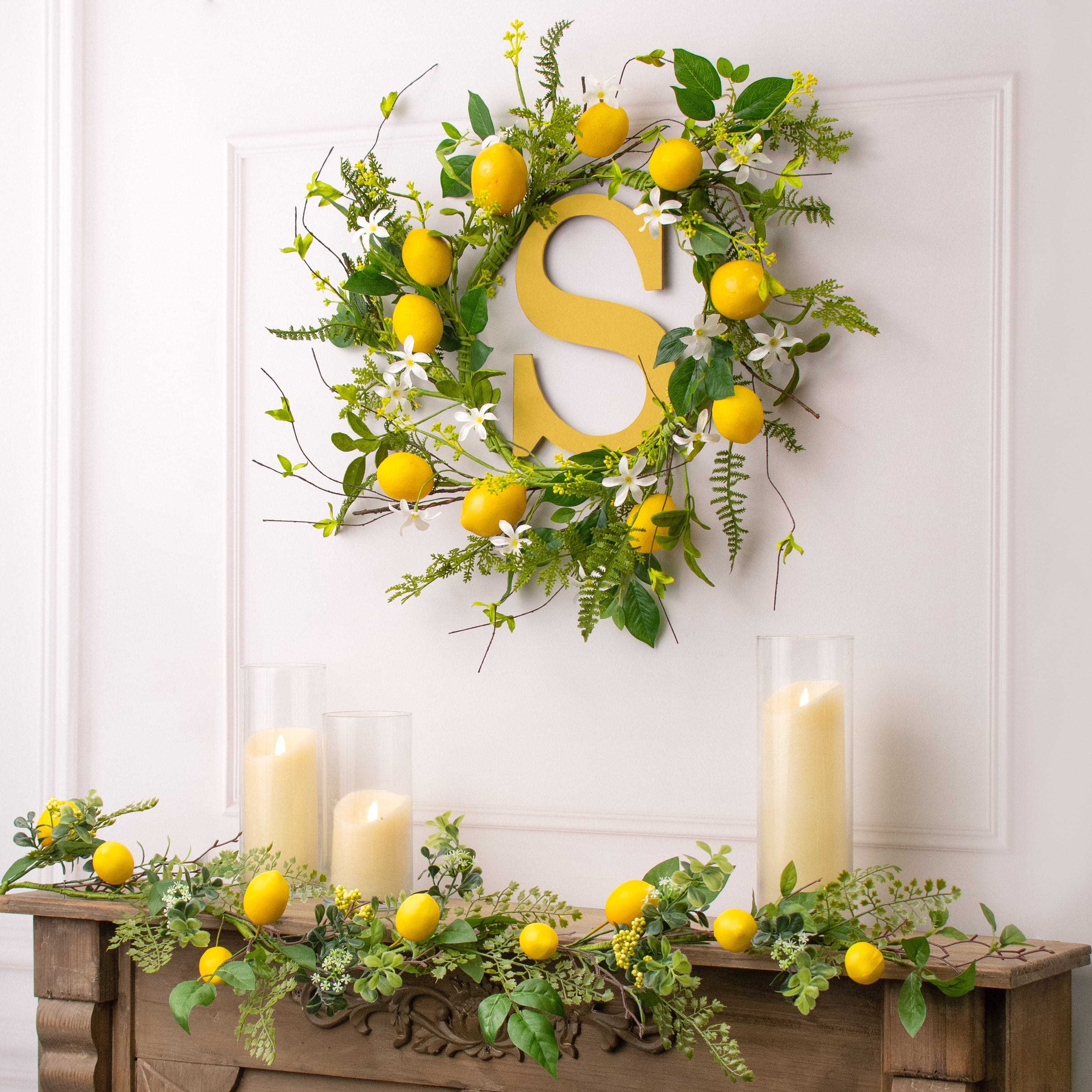 22" Lemon & Fern Wreath Lifestyle Photo