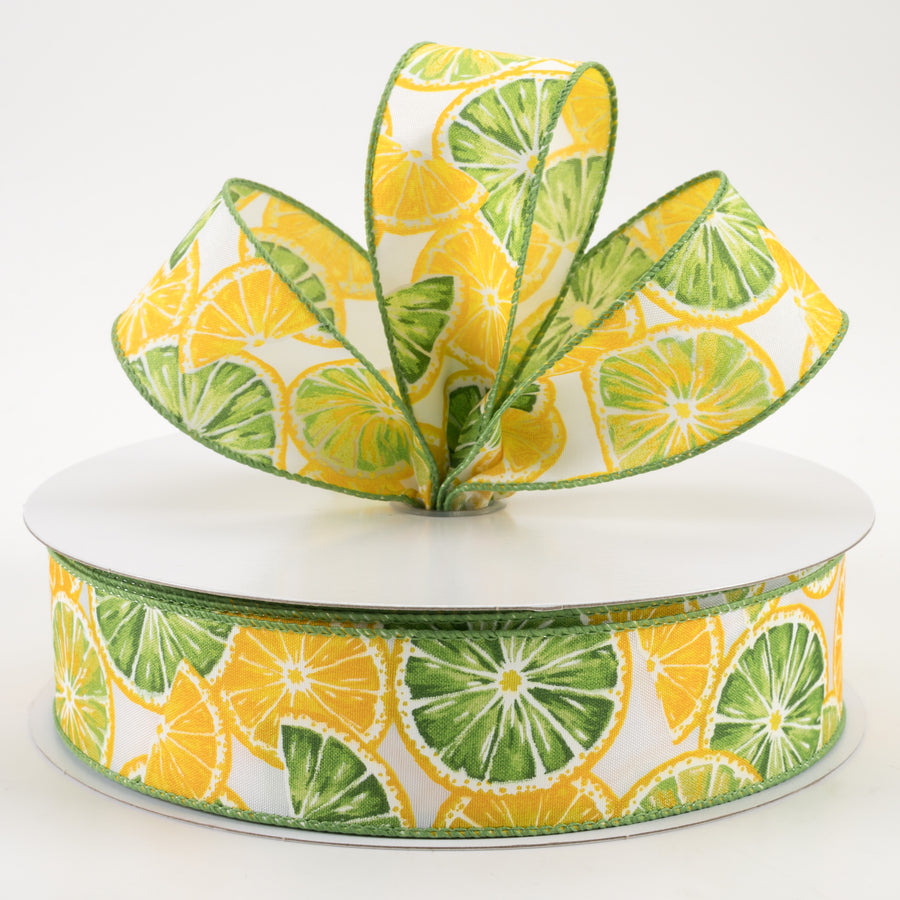1.5" Lemons & Limes Satin Ribbon: White (50 Yards) Lifestyle Photo