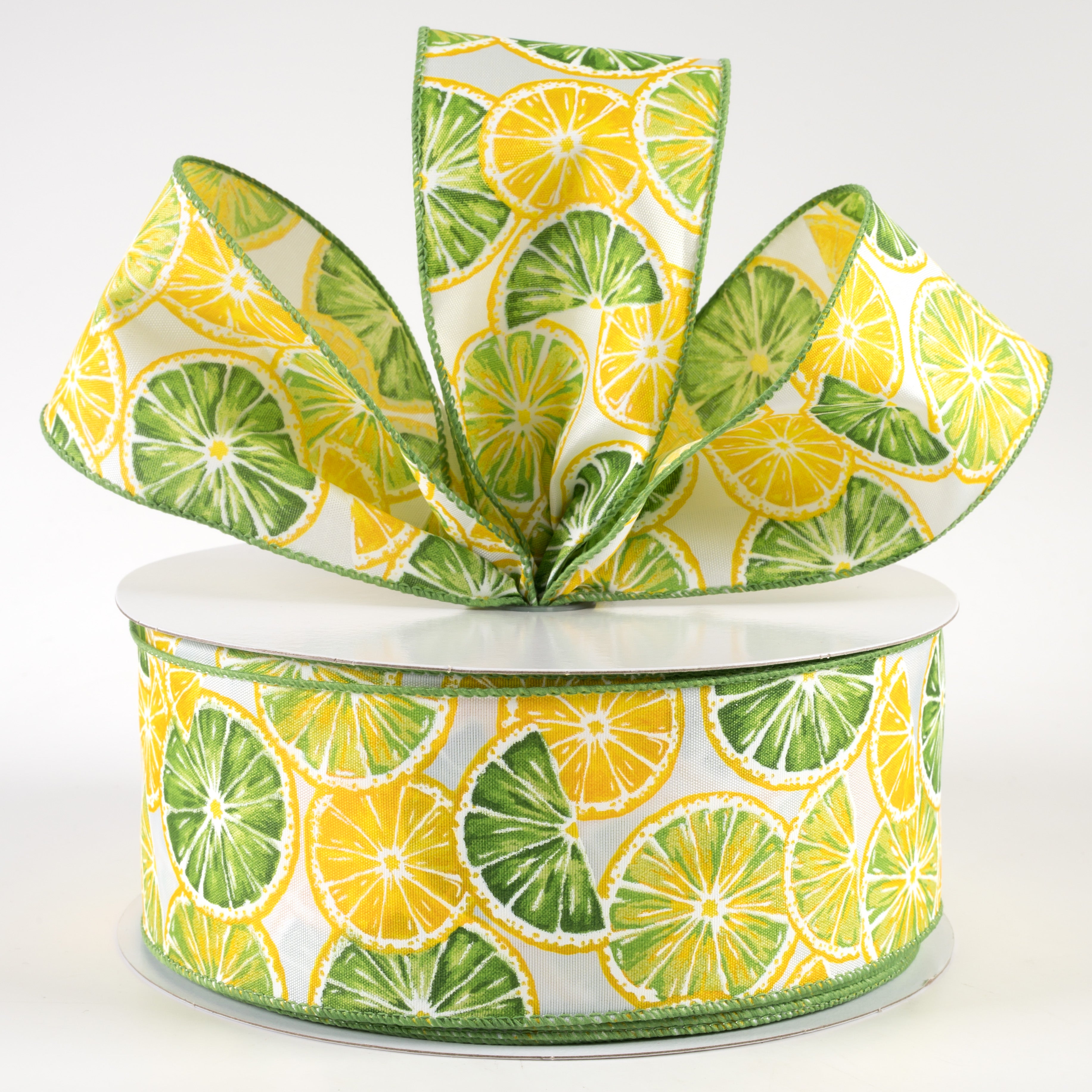2.5" Lemons & Limes Satin Ribbon: White (50 Yards) Lifestyle Photo