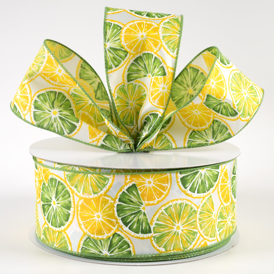 2.5" Lemons & Limes Satin Ribbon: White (50 Yards) Lifestyle Photo