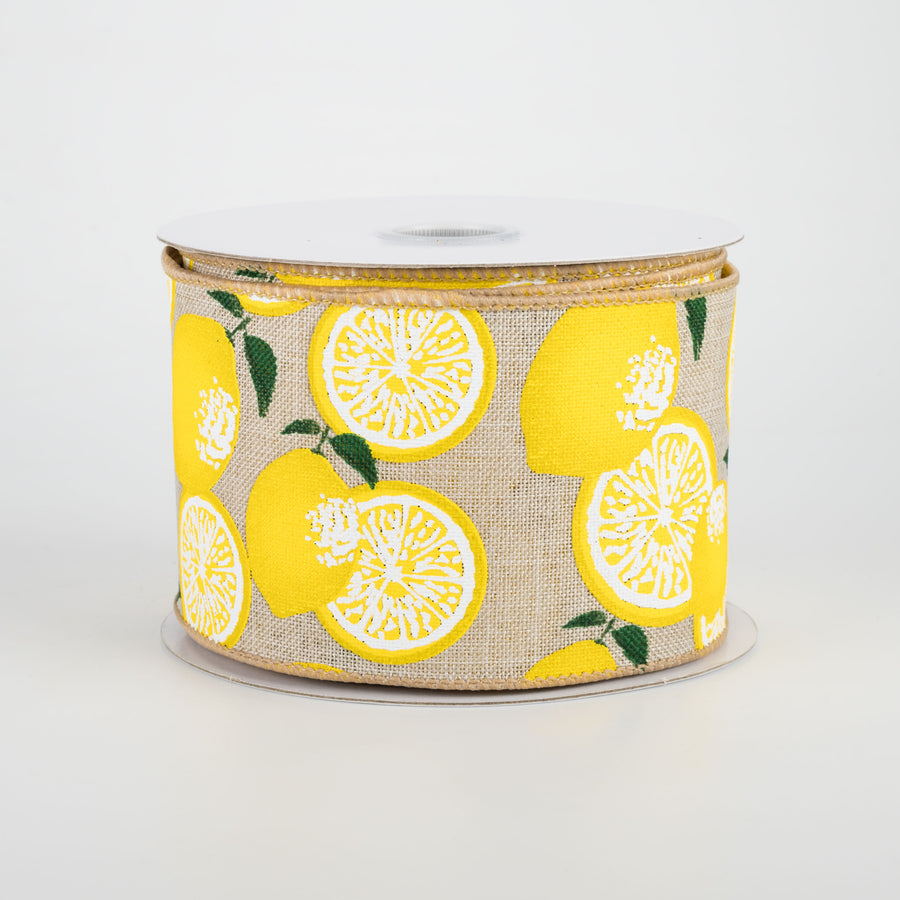 2.5" Lemons Ribbon: Natural (10 Yards) Item Number: 41044-40-15