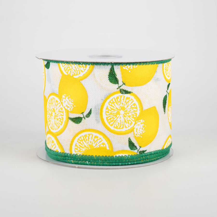2.5" Lemons Ribbon: White (10 Yards) Item Number: 41044-40-01