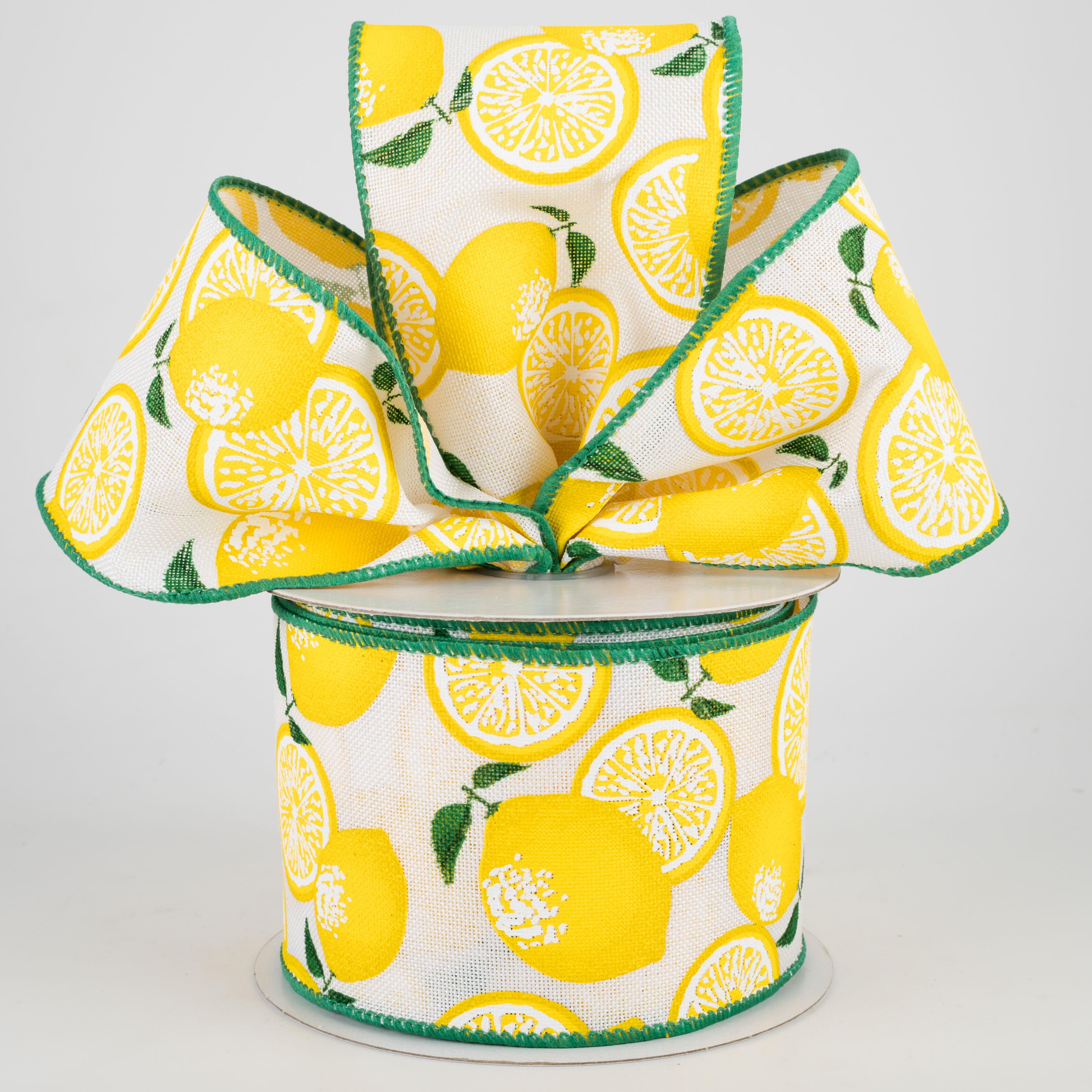 2.5" Lemons Ribbon: White (10 Yards) Lifestyle Photo