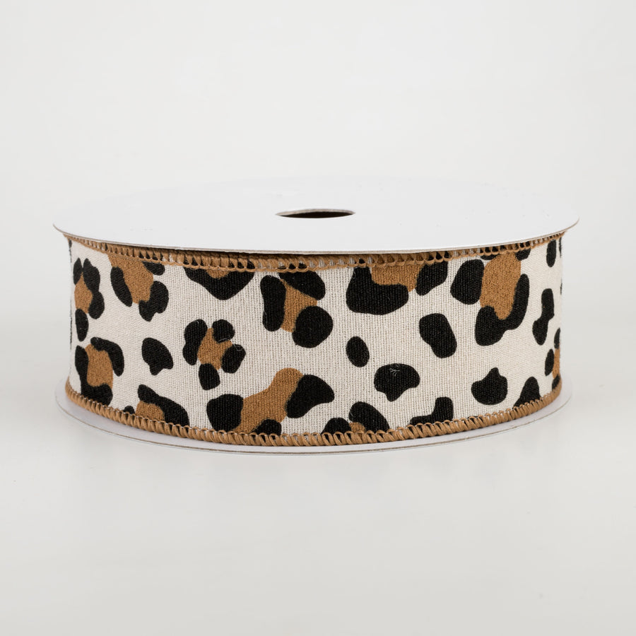 1.5" Leopard Print Fuzzy Ribbon: Natural, Black, Brown (10 Yards)