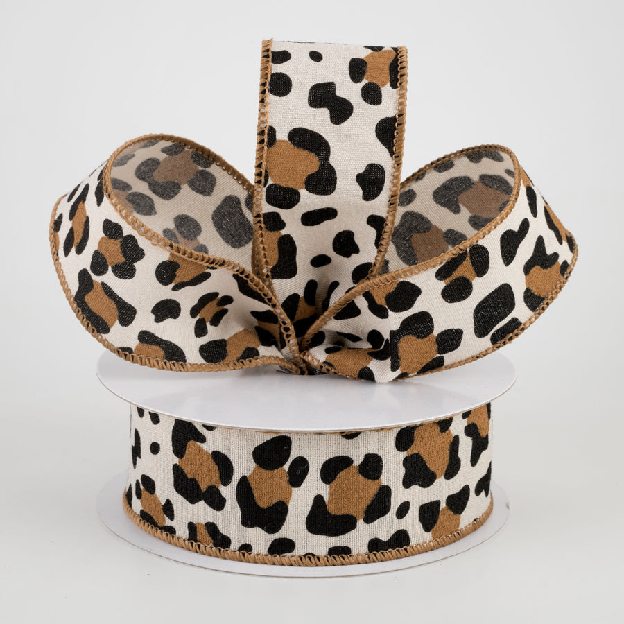 1.5" Leopard Print Fuzzy Ribbon: Natural, Black, Brown (10 Yards) Lifestyle Photo