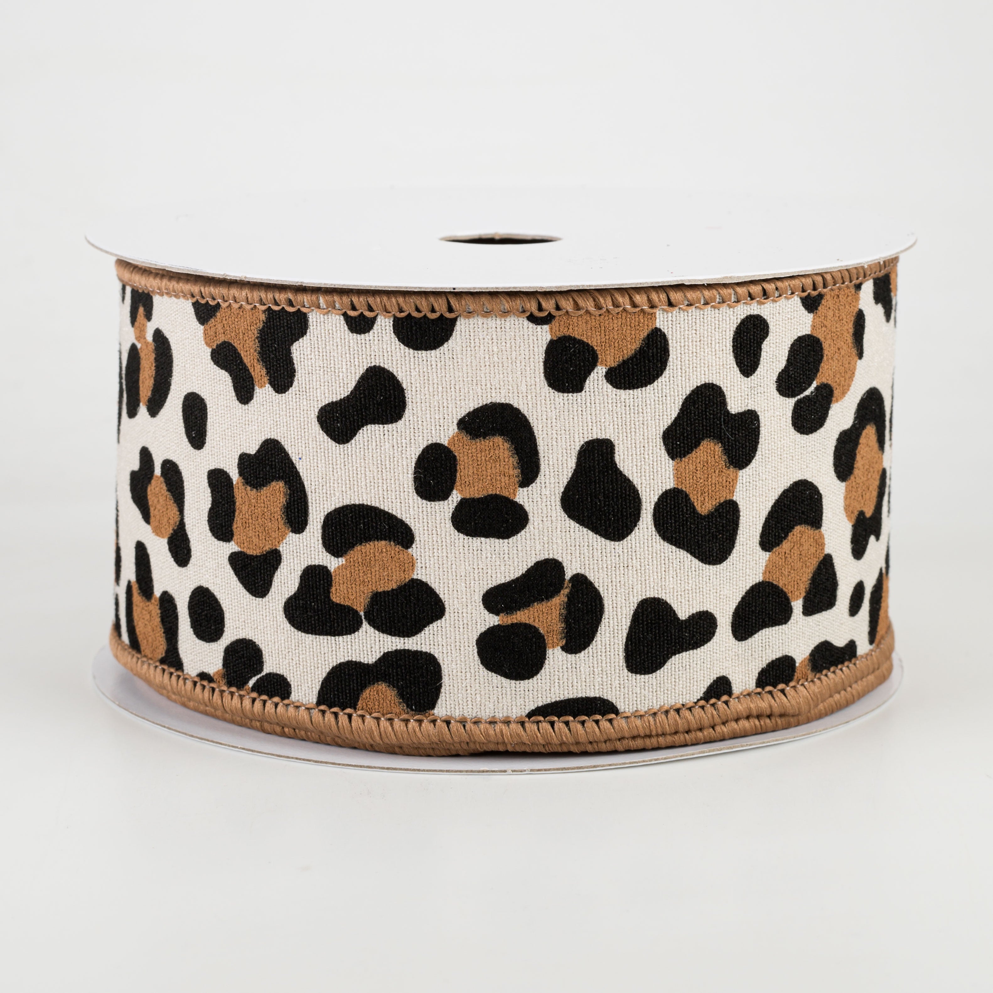2.5" Leopard Print Fuzzy Ribbon: Natural, Black, Brown (10 Yards)