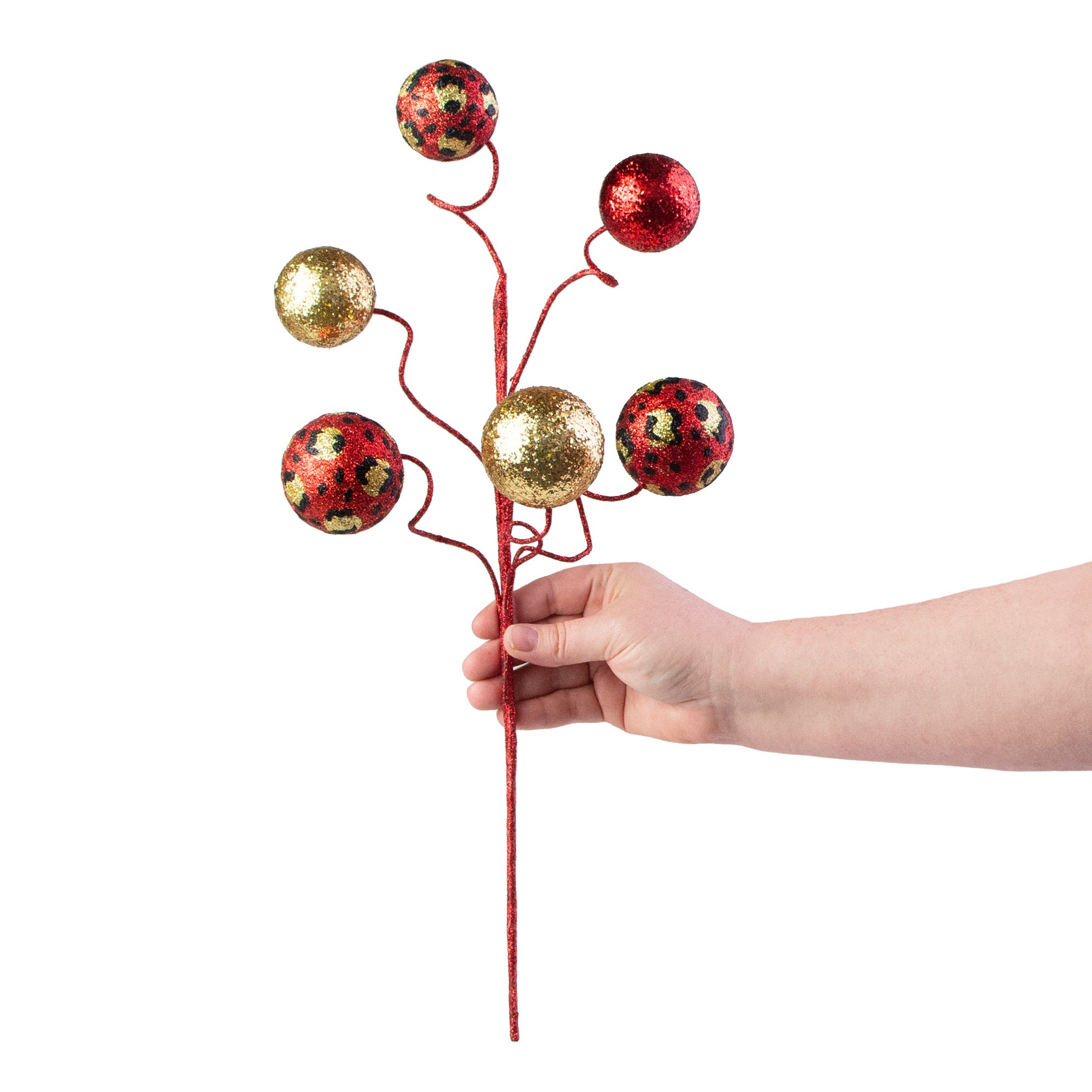 20" Leopard Print Glitter Ball Pick: Red, Gold, Black detail photo 3