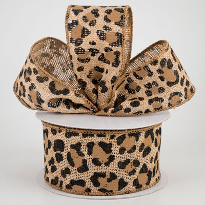 2.5" Leopard Print Ribbon: Natural, Black, Brown (10 Yards) Lifestyle Photo