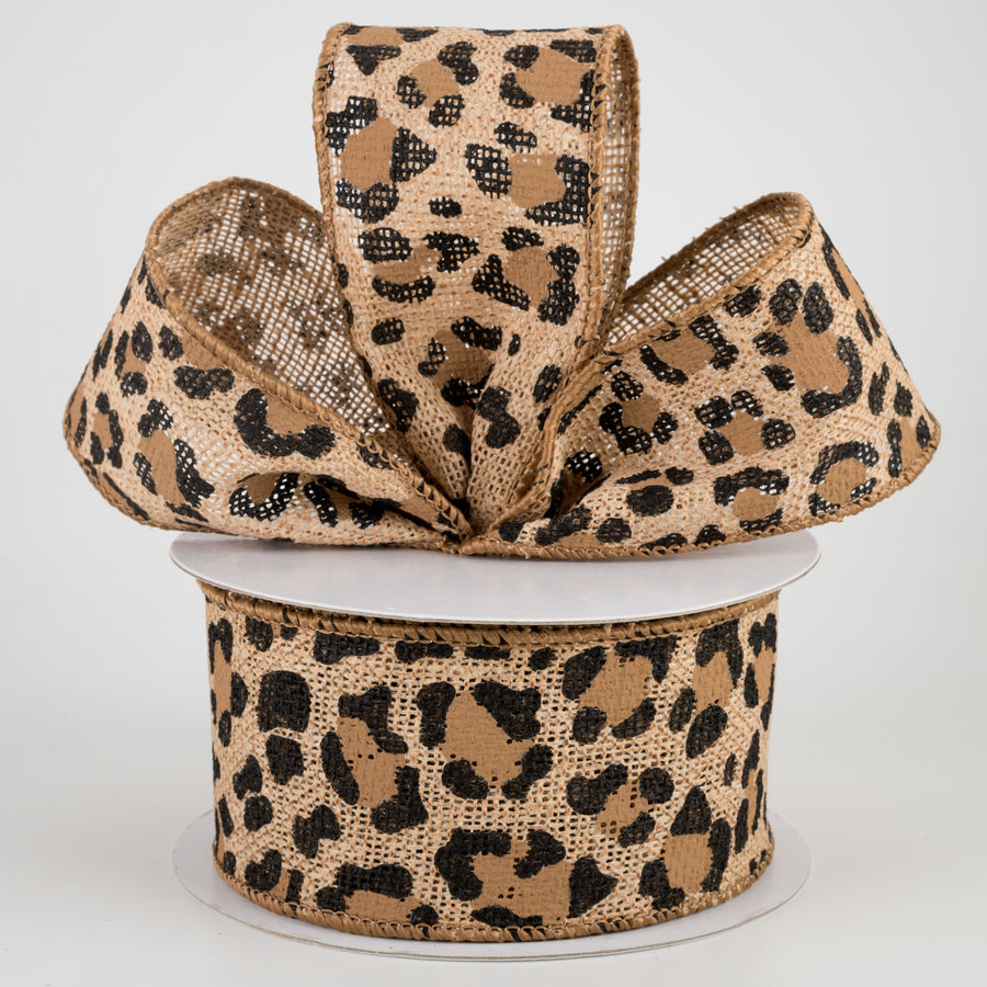 2.5" Leopard Print Ribbon: Natural, Black, Brown (10 Yards) Lifestyle Photo