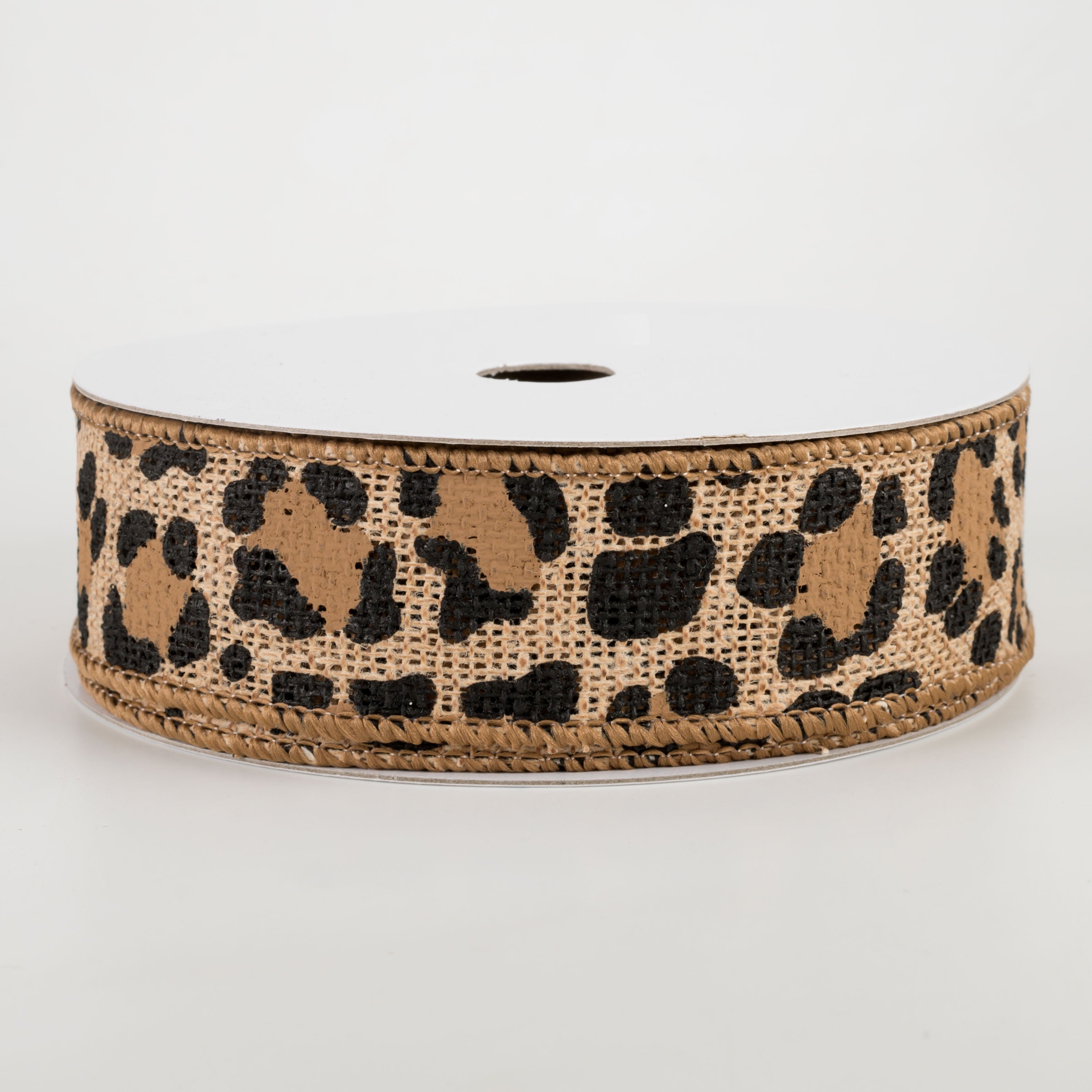 1.5" Leopard Print Ribbon: Natural, Black, Brown (10 Yards)