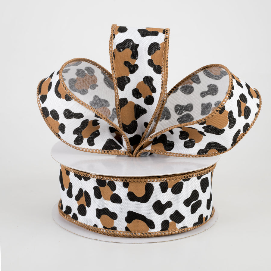 1.5" Leopard Print Ribbon: White, Black, Brown (10 Yards) Lifestyle Photo