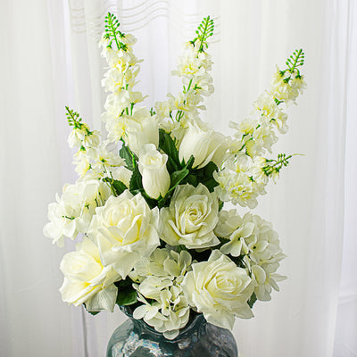 30" Rose Hydrangea Delphinium Bush: Cream