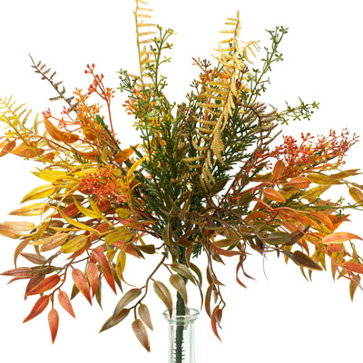 16" Fall Mix Leaf Bush: Rust