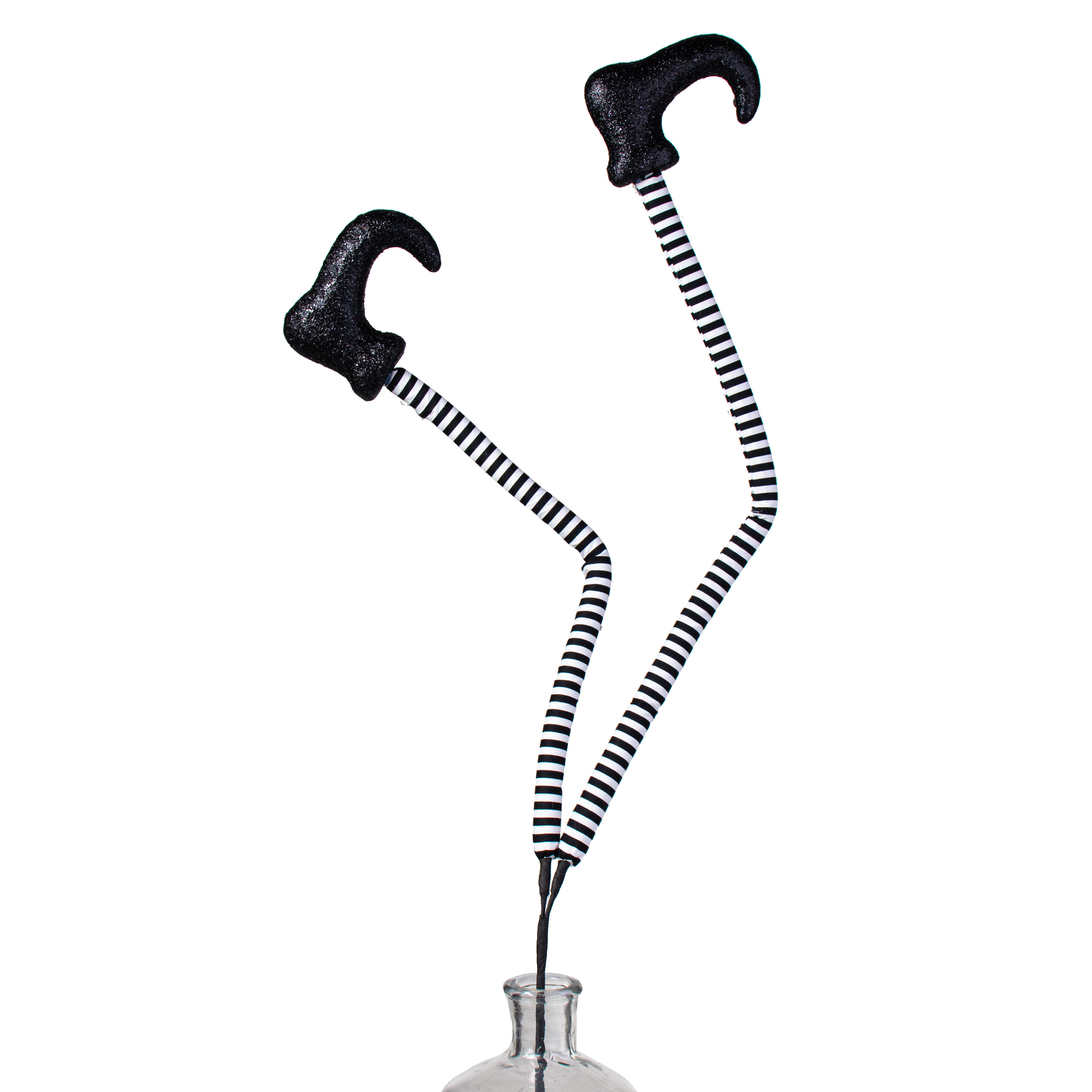 30" Long Witch Legs Spray: Black & White