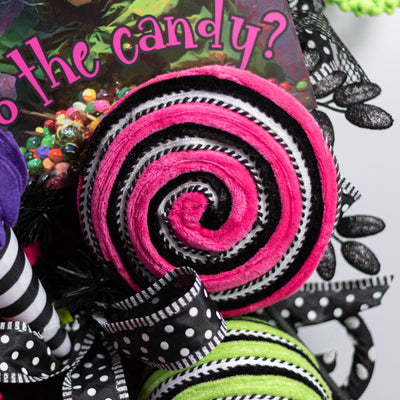 7" x 20" Velvet Lollipop Swirl Spray: Hot Pink & Black