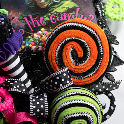 7" x 20" Velvet Lollipop Swirl Spray: Orange & Black