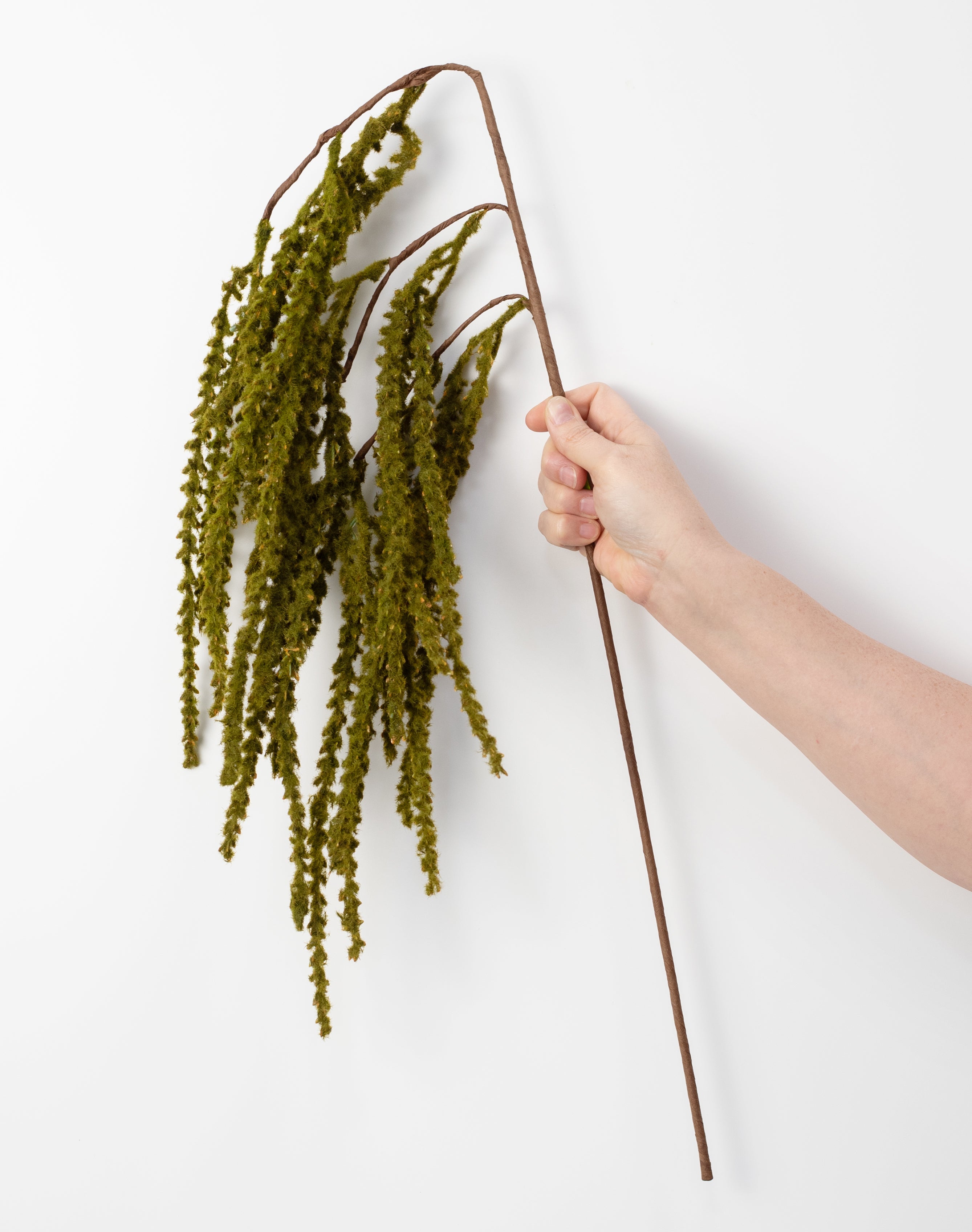 39" Hanging Feather Reed Spray: Olive Green