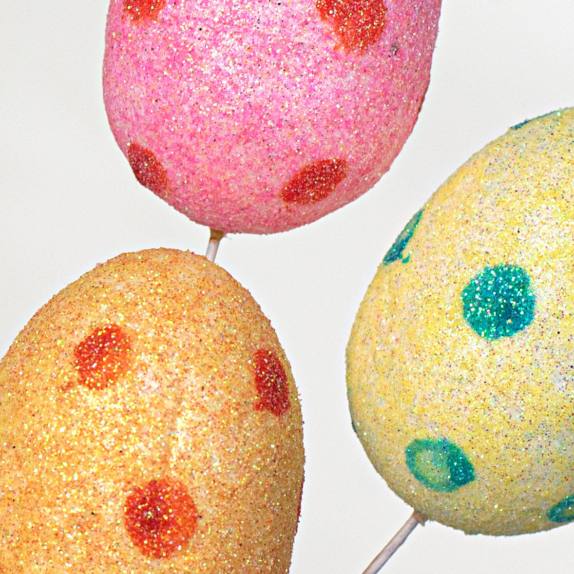 Pastel Polka Dots Glitter Egg Picks (6)