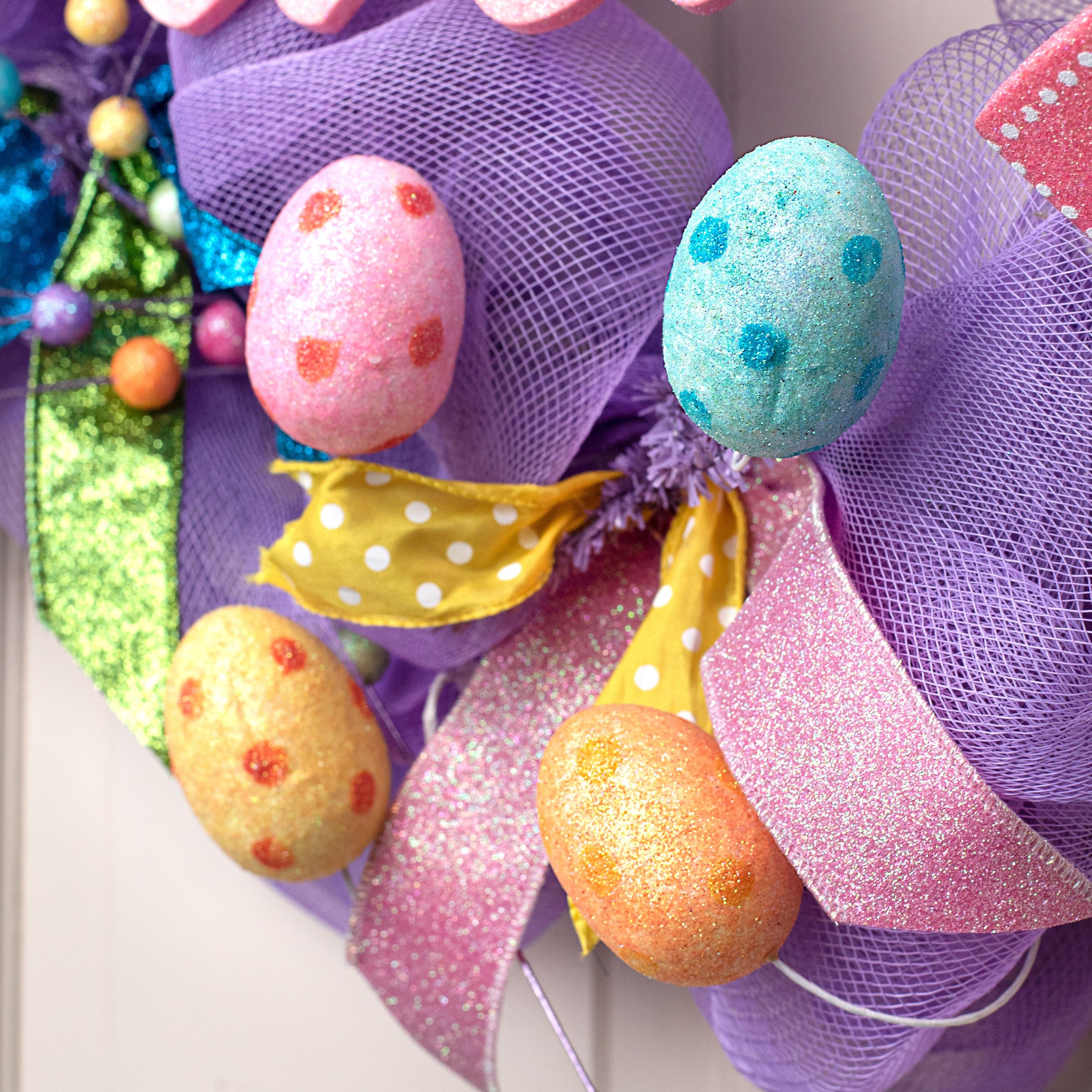 Pastel Polka Dots Glitter Egg Picks (6)