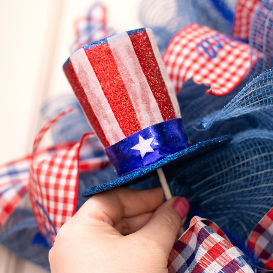 12" Stars & Stripes Top Hat Pick: RWB