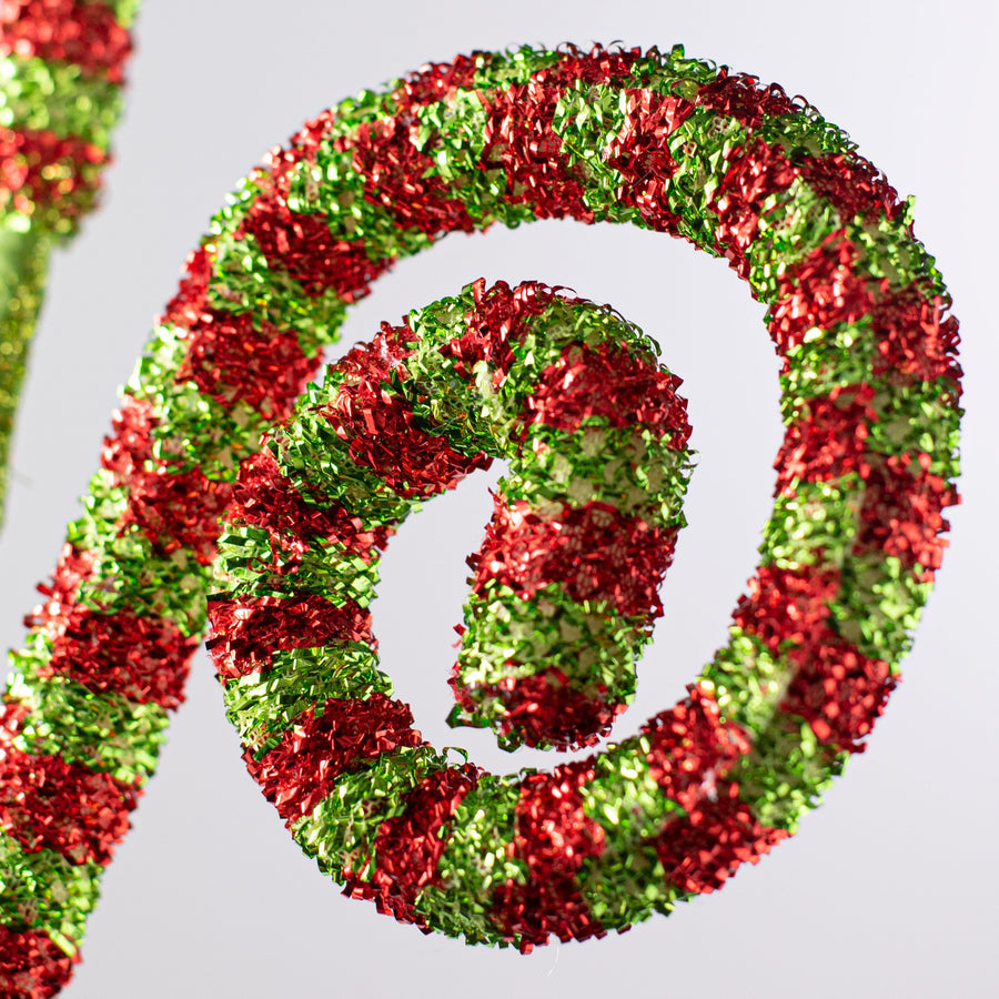 30" Fuzzy Tinsel Curl: Red & Lime Green