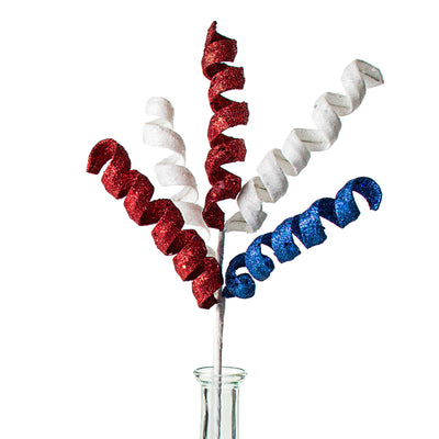 16" Frizzy Curly Pick: Red, White & Blue
