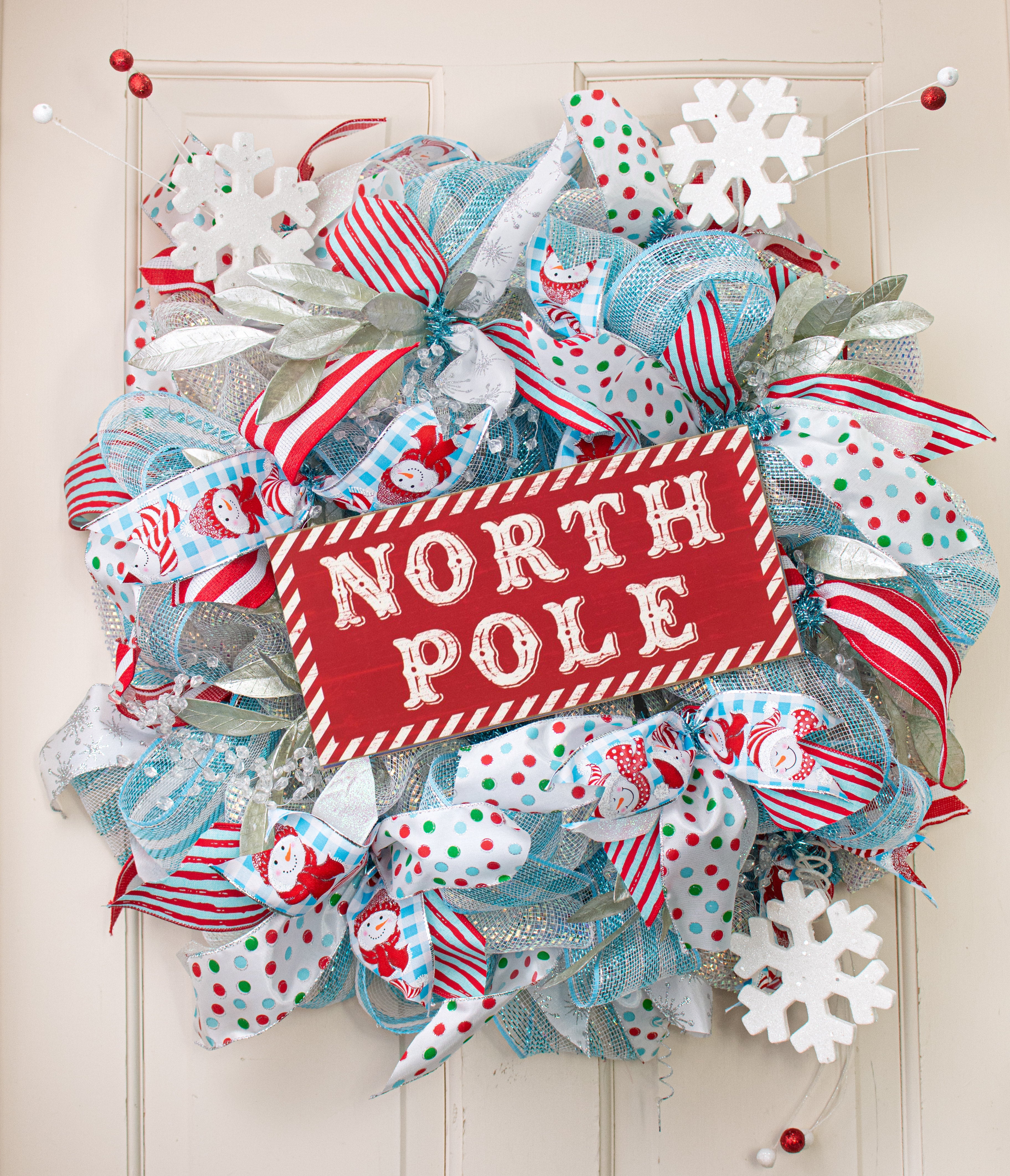 33" Snowflake Berry Spray: White & Red