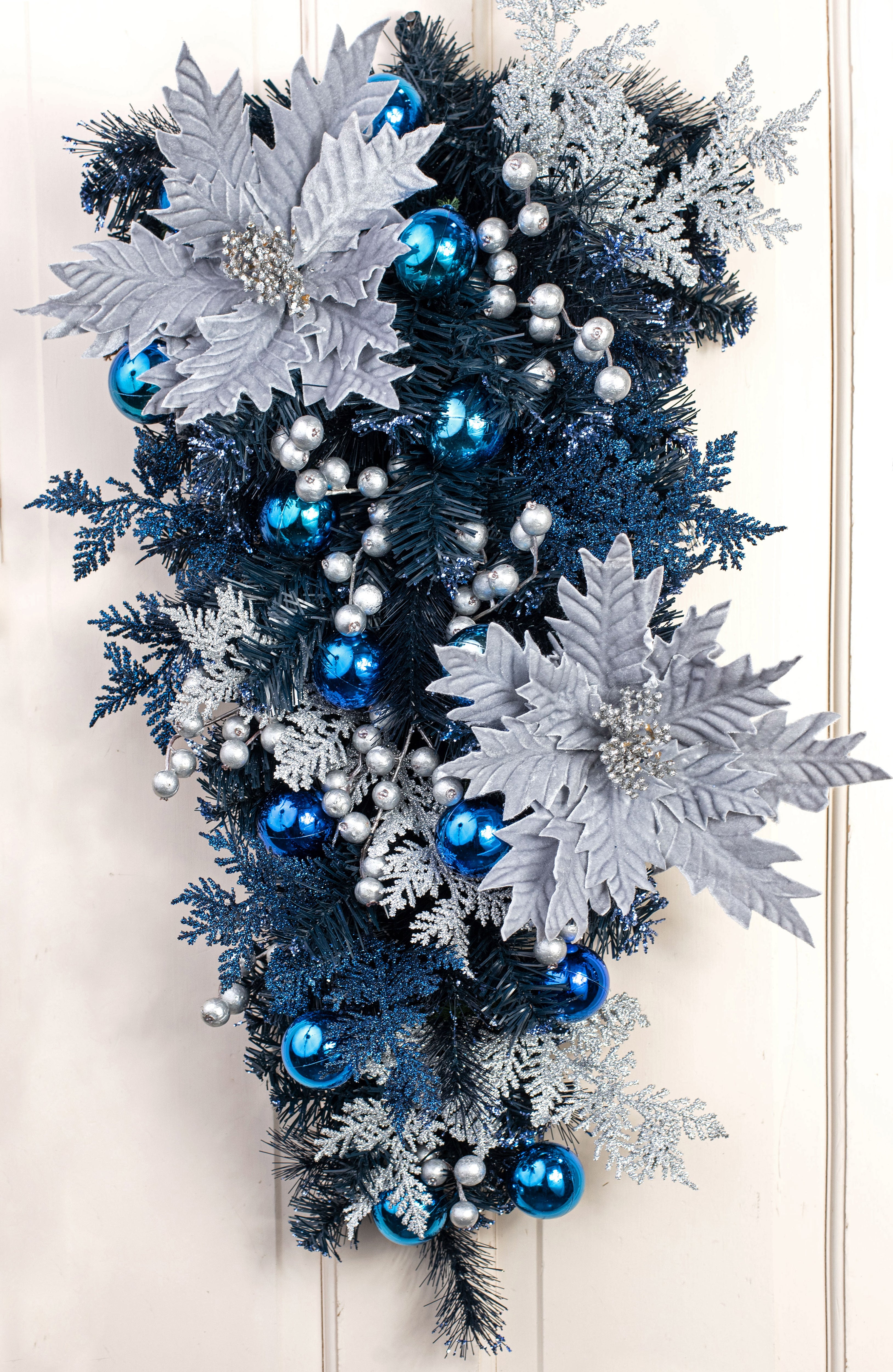 70MM Metallic Ball Ornament On Wire: Royal Blue (12)