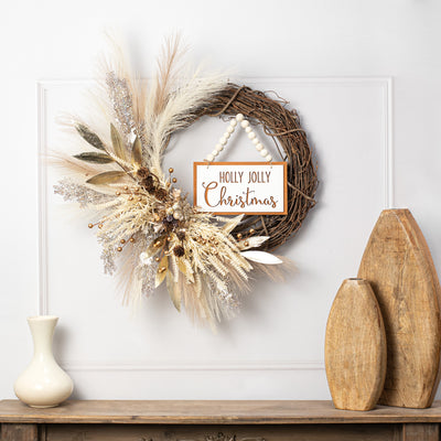 32" Fabric Pampas Grass Spray: Cream